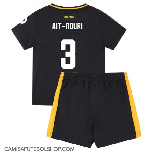 Camisa de time de futebol Wolves Rayan Ait-Nouri #3 Replicas 2º Equipamento Infantil 2024-25 Manga Curta (+ Calças curtas)